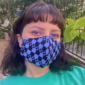 Violet Purple & Black Checkered Face Mask